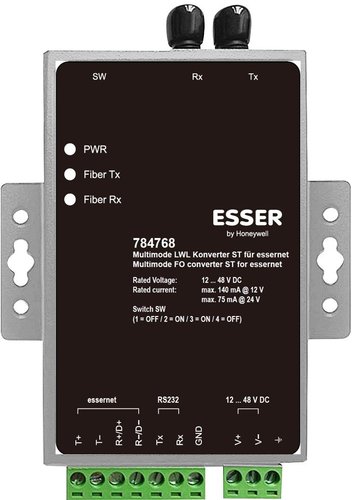 Esser 784768 Multimode Fiber Optic Converter - ST Connection, Up to 4 km
