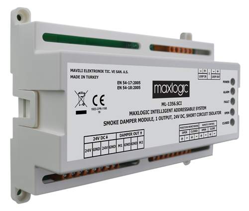 Mavili ML-1355 Intelligent Addressed Smoke Damper Control Panel, Toggle Switch Card Version, 8 Input, 8 Output