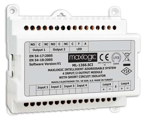 Mavili ML-1372.SCI/M Intelligent Addressable Zone Monitor Module, 1 Input, Short Circuit Isolator Built-in, Marine Certified