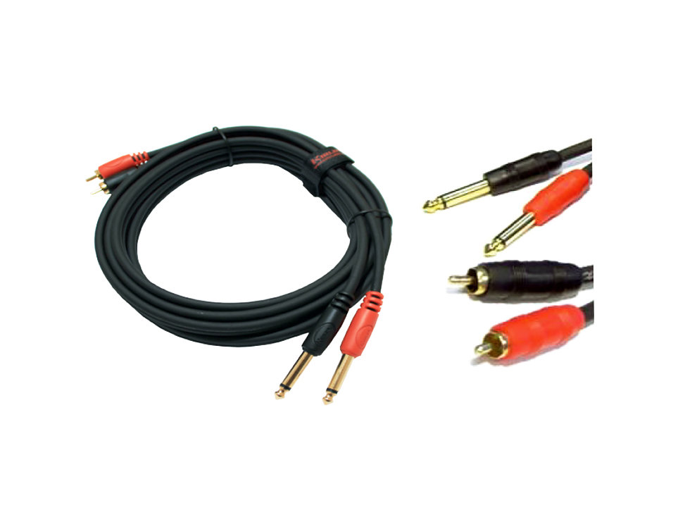 A-404G KIRLIN 2X6.3mm PLUG TO 2XRCA CABLE 1,5 M