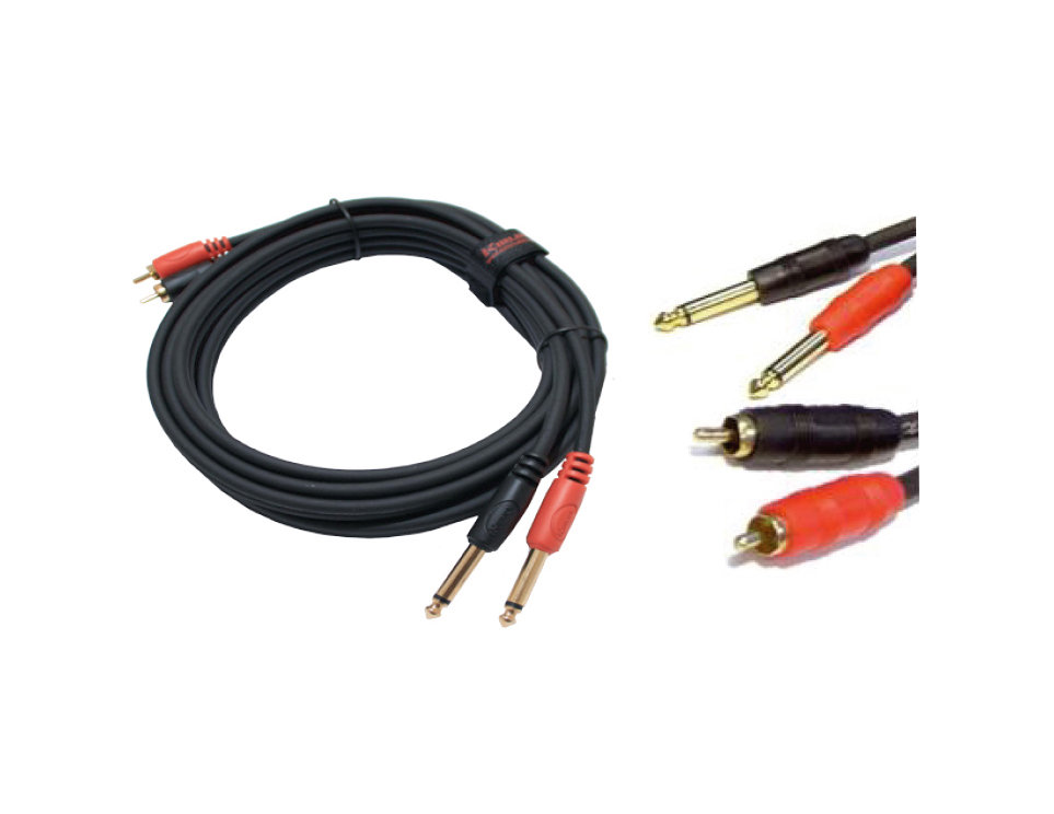 A-404G KIRLIN 2X6.3mm PLUG TO 2XRCA CABLE 3M