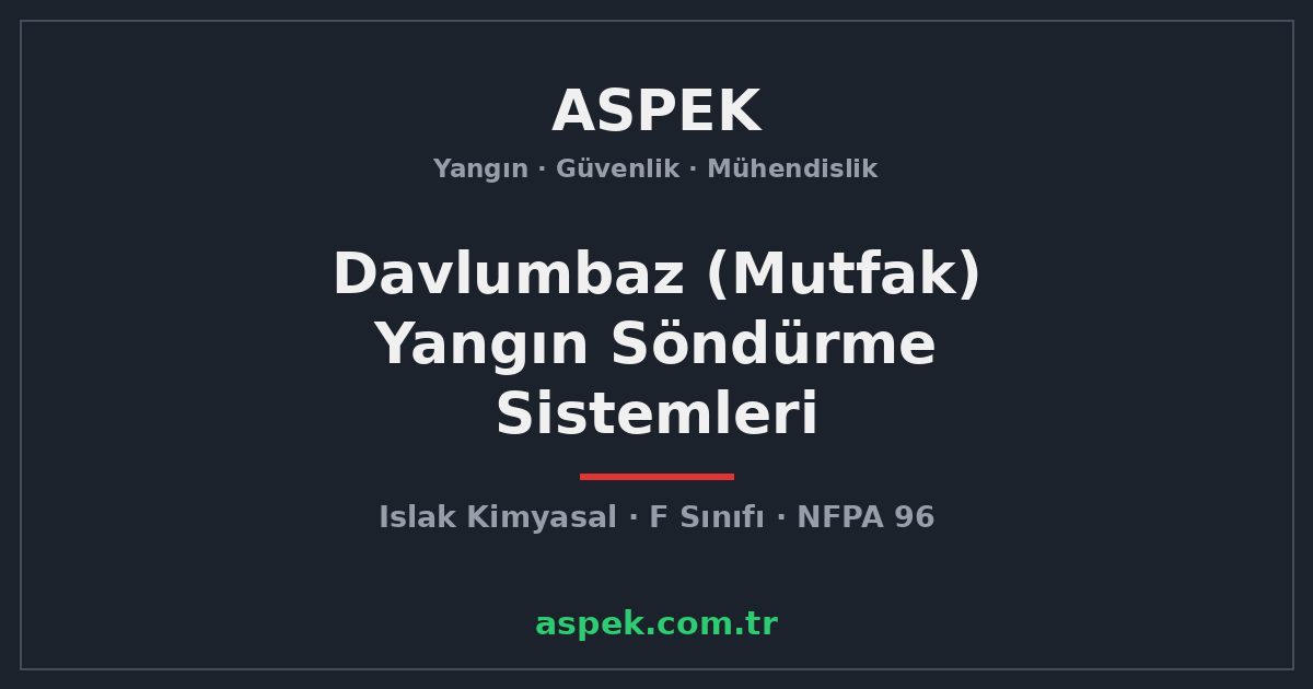 Davlumbaz (Mutfak) Yangın Söndürme Sistemleri